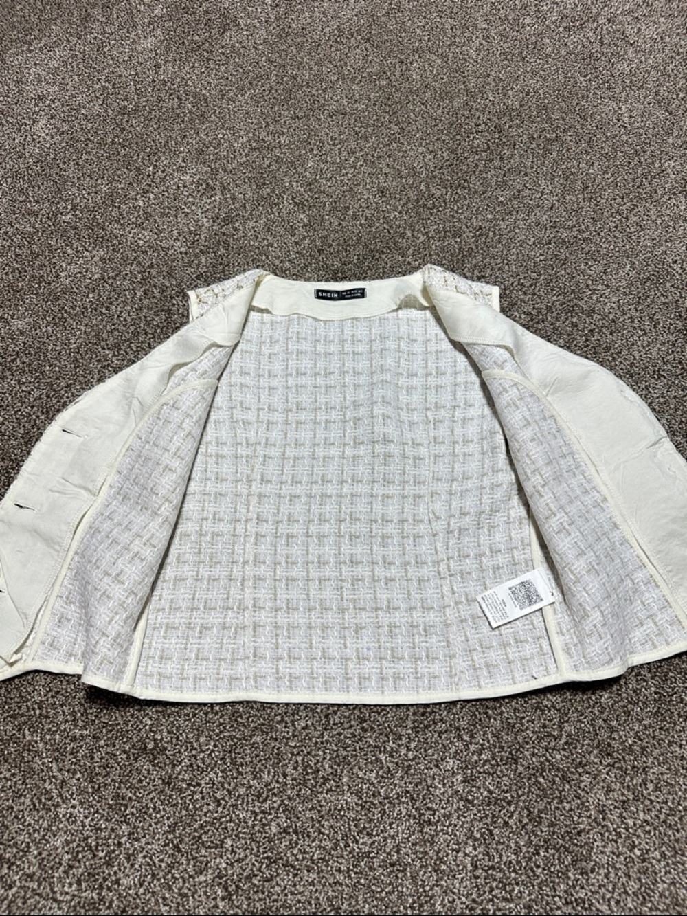 SHEIN Cream Tweed High Waist Shorts & Cropped Vest Set - Picture 11 of 11